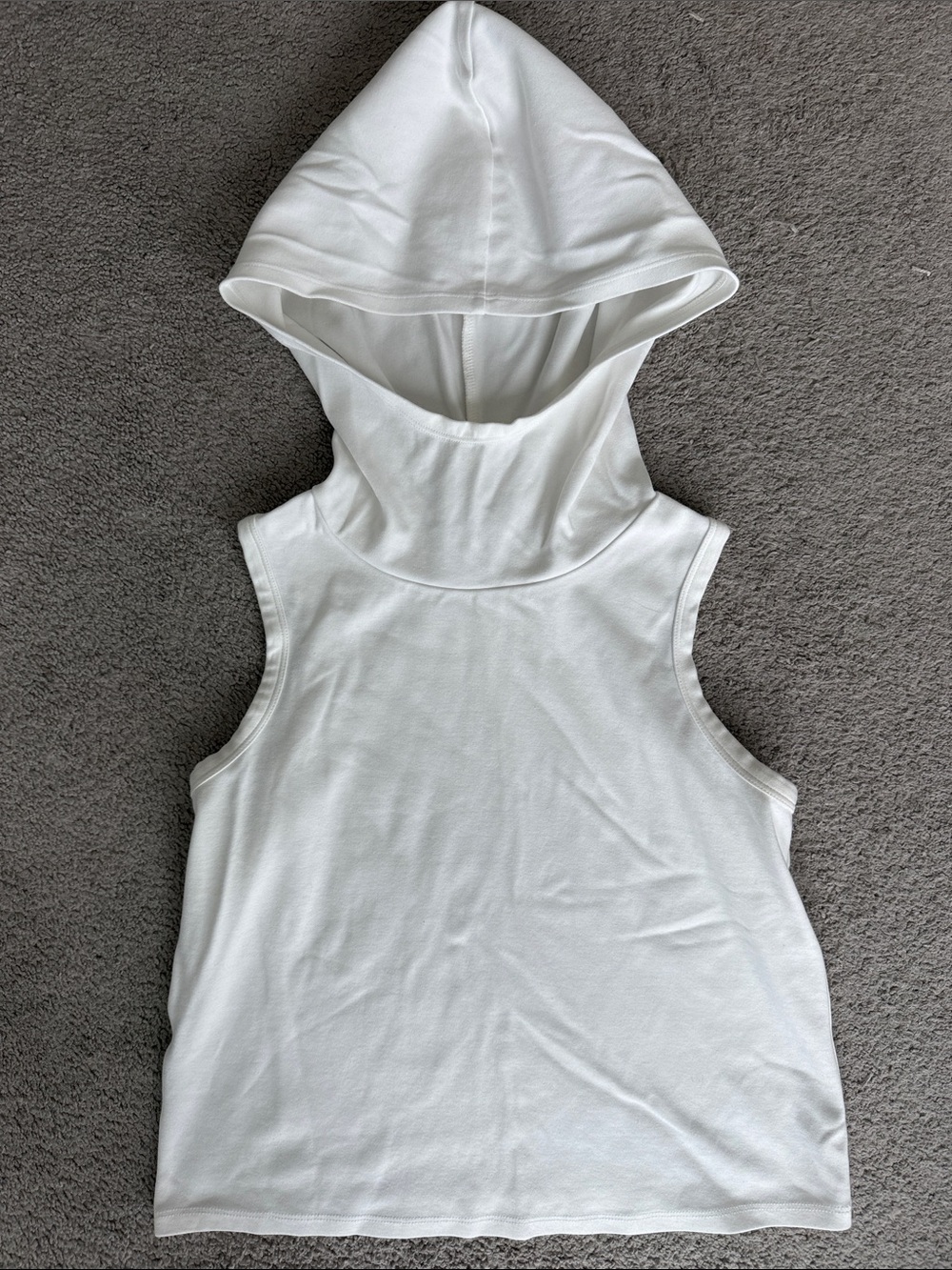 Mango White Sleeveless Hooded Tank Top